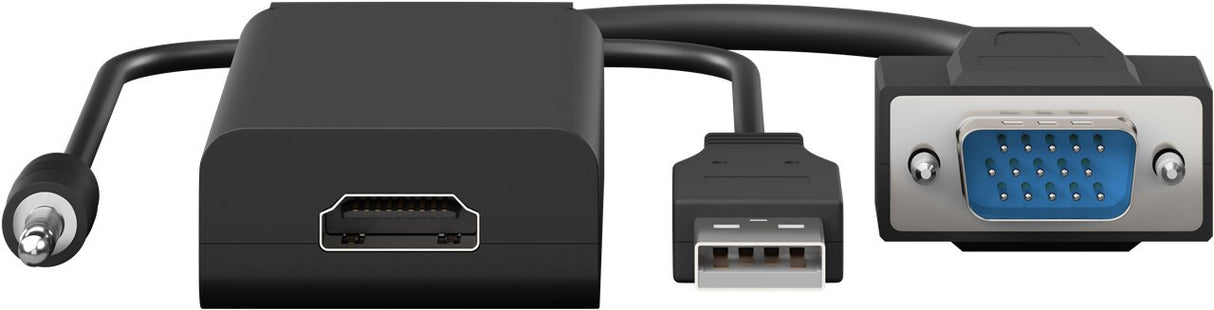 Goobay 61259 videokabel adapter 0,16 m VGA (D-Sub) + 3.5mm + USB Type-A HDMI Sort