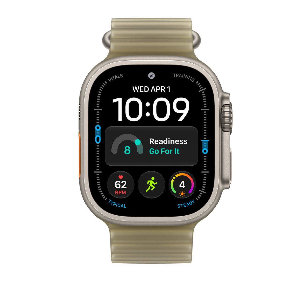 Apple Ocean-rem i halvtransparent tanggrøn, 49 mm - i farven naturligt titanium