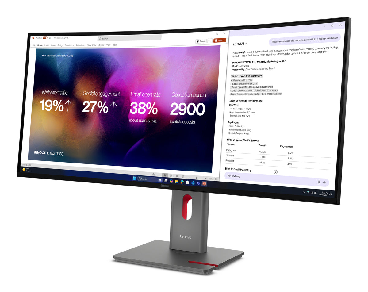 Lenovo ThinkVision P40WD-40 40 IPS 5120 x 2160 (UltraWide) Thunderbolt 4 HDMI DisplayPort 120Hz