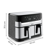 Tefal Dual Easy Fry & Grill EY905D Dobbelt 8,3 L Enkeltstående 2700 W Varmluftsteger Rustfrit stål