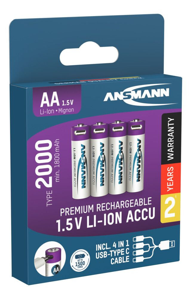 Ansmann 1312-0036 husholdningsbatteri Genopladeligt batteri AA Lithium-Ion (Li-Ion)