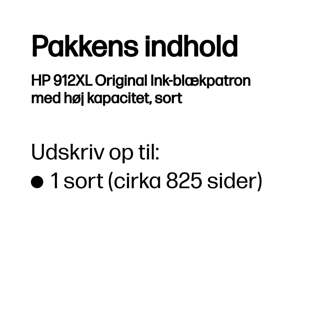 HP 912XL Sort 825 sider Blæk 3YL84AE