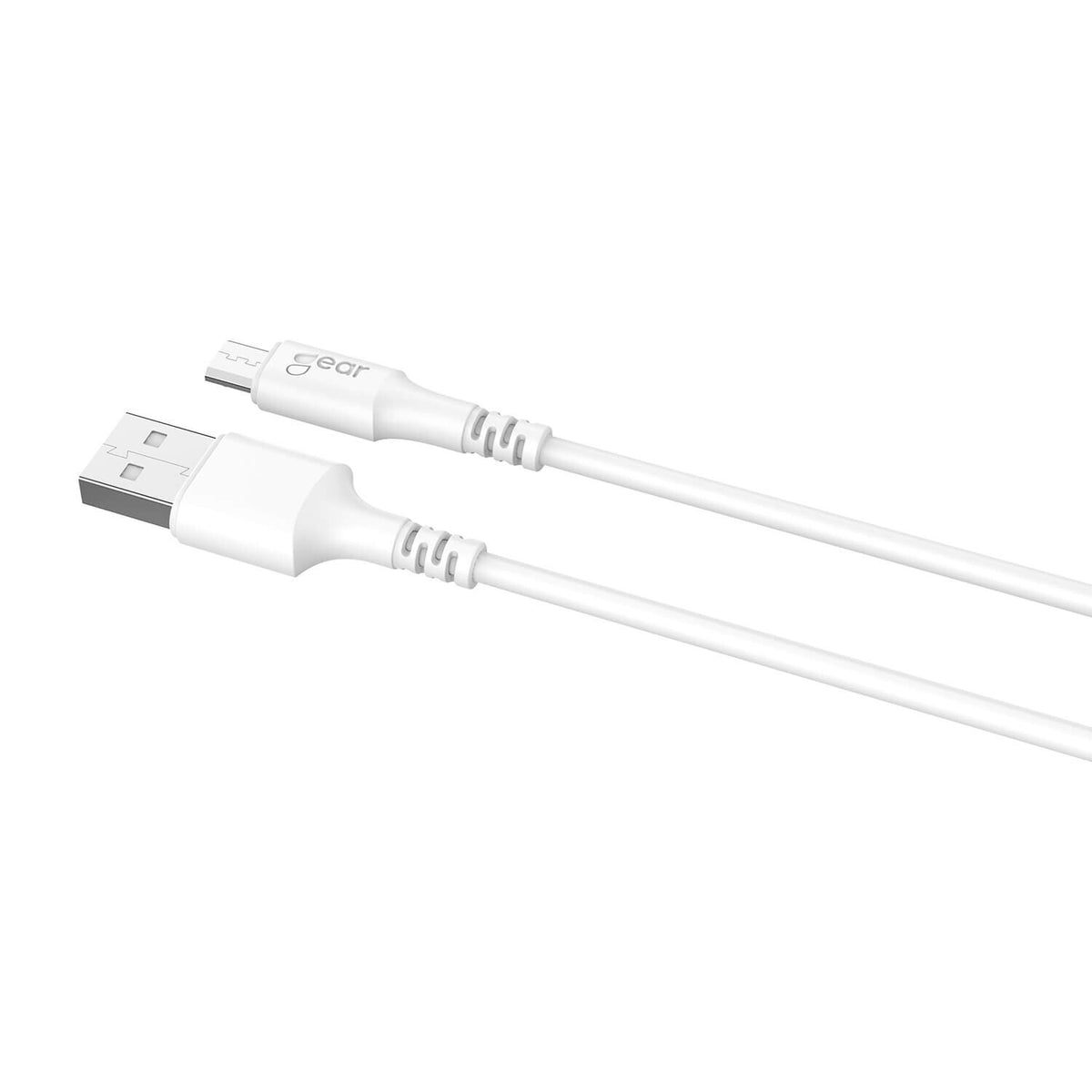 Gear Rundt ladekabel MicroUSB til USB-A 1m Hvid