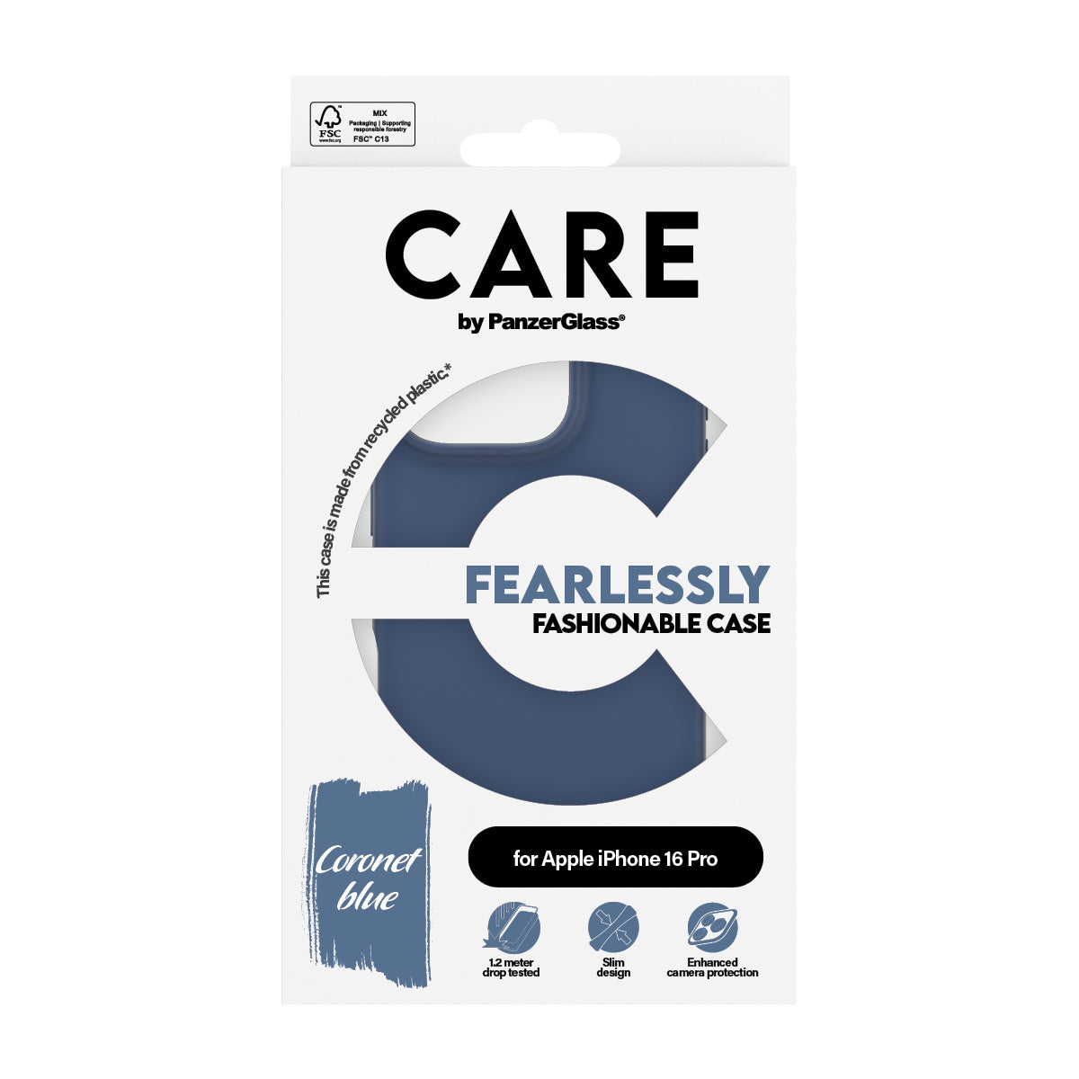 PanzerGlass CARE by ® Fashionable Case Blå iPhone 16 Pro