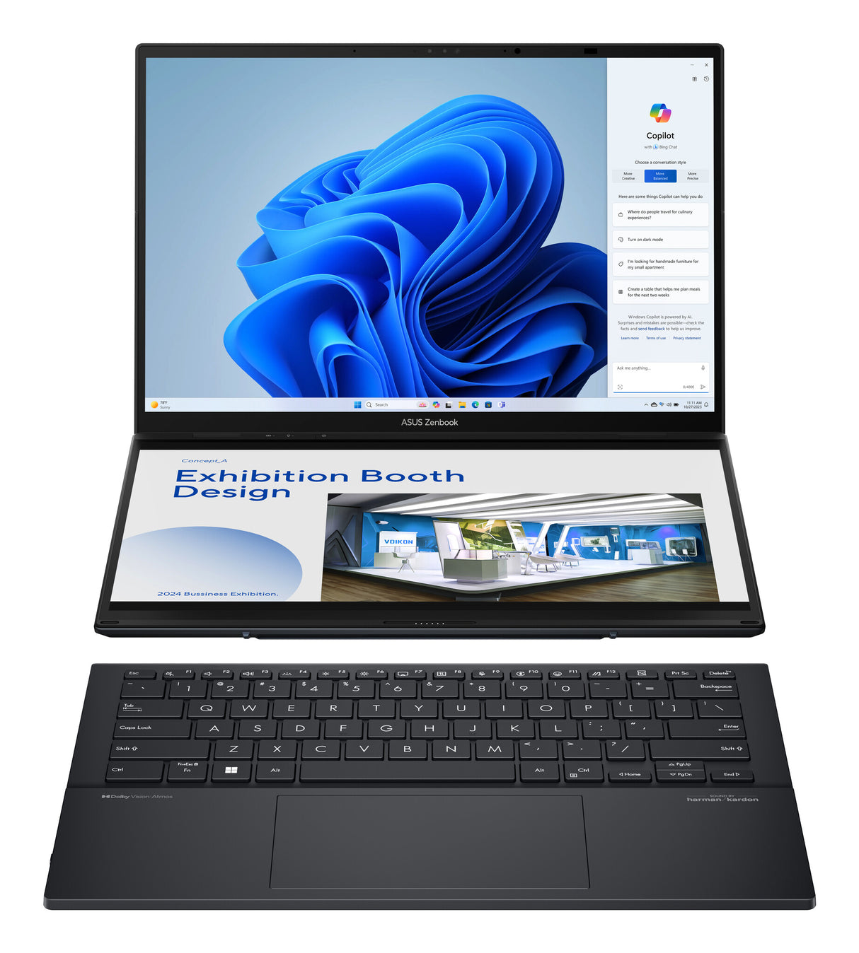 ASUS Zenbook Duo UX8406CA-PZ009W Intel Core Ultra 9 285H Hybrid (2-i-1) 35,6 cm (14") Berøringsskærm 3K 32 GB LPDDR5x-SDRAM 2 TB SSD Wi-Fi 7 (802.11be) Windows 11 Home Grå