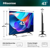 Hisense 43A6S 109,2 cm (43") 4K Ultra HD Smart TV Wi-Fi Sort