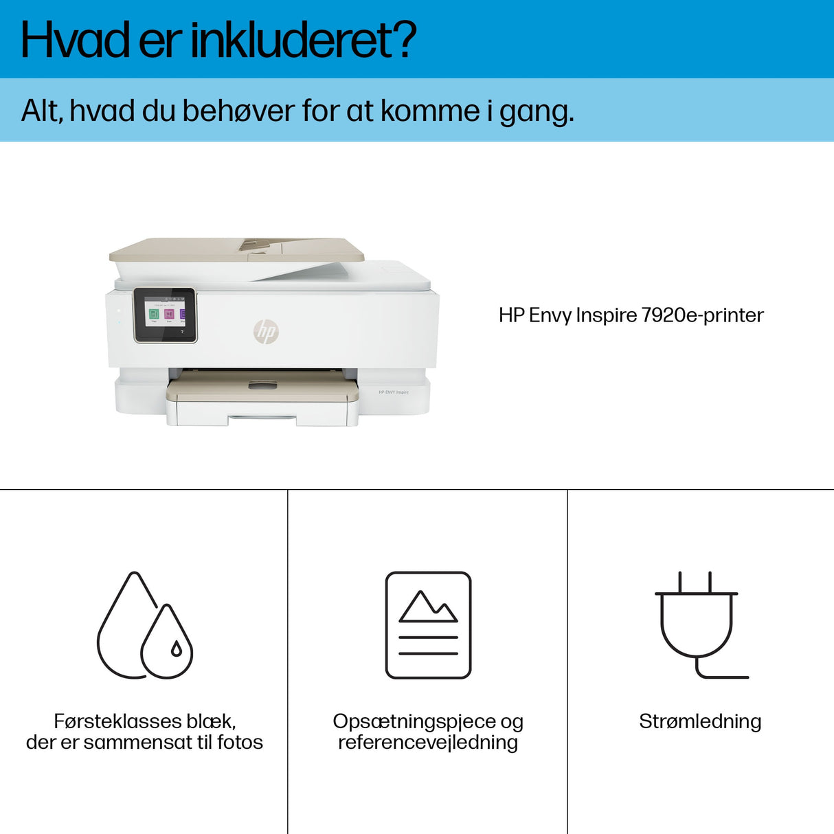 HP ENVY Inspire 7920e Trådløst All-in-One Farve Printer, Instant Ink; Kopimaskine, scanner