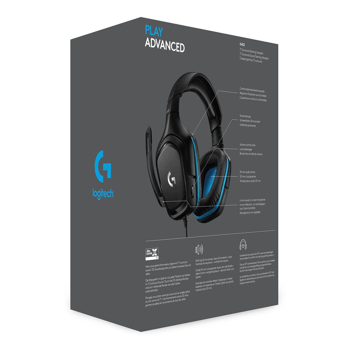 Logitech G 981-000770 hovedtelefoner/headset Ledningsført Spil Sort, Blå