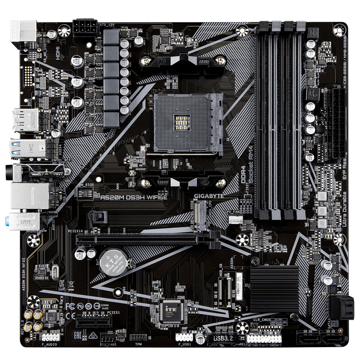 GIGABYTE A520M DS3H WIFI6E AMD A520 Stik AM4 micro ATX