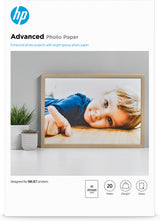 HP Advanced-fotopapir, blankt, 250 g/m2, A3 (297 x 420 mm), 20 ark