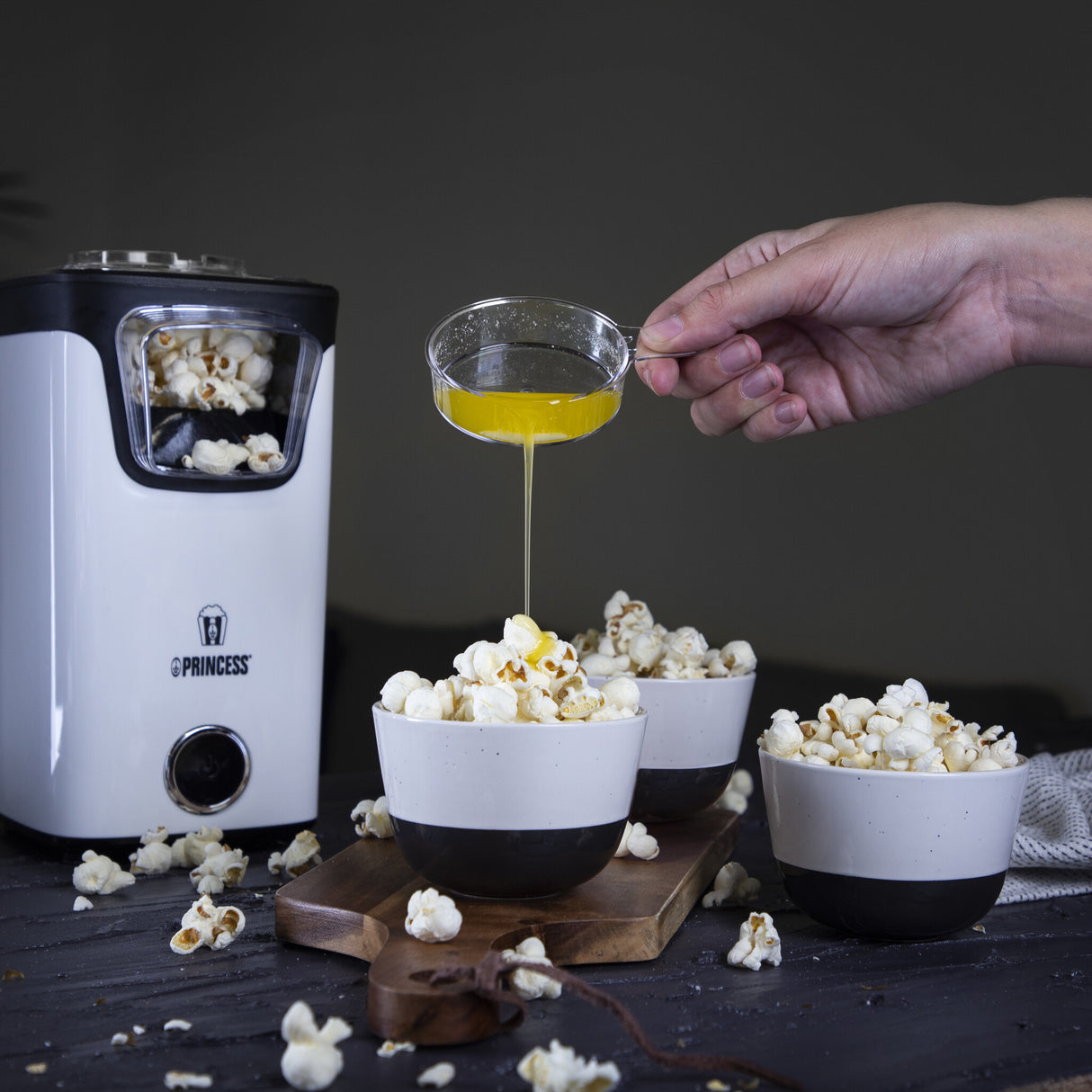 Princess 292986 popcornmaskine Sort, Hvid 3 min. 1100 W