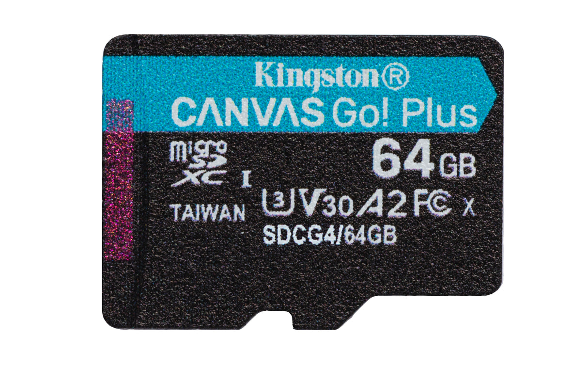 Kingston Technology 64 GB microSDXC Canvas Go! Plus Gen4 200MB/s A2 U3 V30-kort + adapter