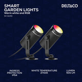 Deltaco SH-GLKEX01, Smart RGB havelys med varmt hvidt lys, sort