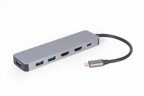 Gembird A-CM-COMBO3-03 interface hub USB 3.2 Gen 1 (3.1 Gen 1) Type-C 5000 Mbit/s Grey