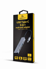 Gembird A-CM-COMBO5-03 laptop dock/port replicator Wired USB 3.2 Gen 1 (3.1 Gen 1) Type-C Silver