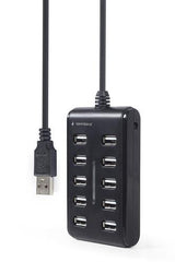 Gembird UHB-U2P10P-01 interface hub USB 2.0 Type-A Black
