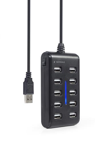 Gembird UHB-U2P10P-01 interface hub USB 2.0 Type-A Black
