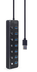 Gembird UHB-U3P7P-01 interface hub USB 3.2 Gen 1 (3.1 Gen 1) Type-A 5000 Mbit/s Black
