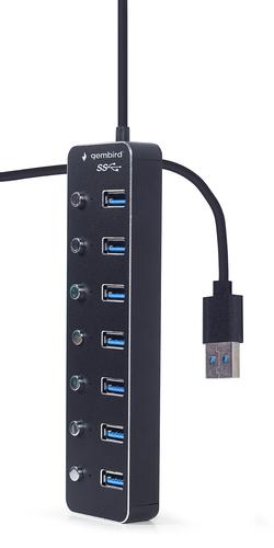 Gembird UHB-U3P7P-01 interface hub USB 3.2 Gen 1 (3.1 Gen 1) Type-A 5000 Mbit/s Black