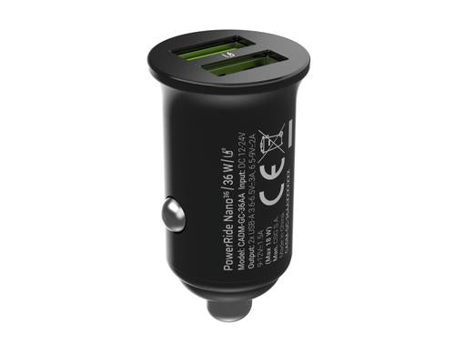 Green Cell GC CADM-GC-36AA - USB-Ladegeraet 36 W 2x USB-A schwarz Flashlight, GPS, Headphones, Mobile phone, Navigator, Other, Portable speaker, Power bank, Smartphone, Smartwatch, Tablet, Telephone, Universal Black Cigar lighter Fast charging Auto,