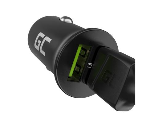 Green Cell GC CADM-GC-36AA - USB-Ladegeraet 36 W 2x USB-A schwarz Flashlight, GPS, Headphones, Mobile phone, Navigator, Other, Portable speaker, Power bank, Smartphone, Smartwatch, Tablet, Telephone, Universal Black Cigar lighter Fast charging Auto,