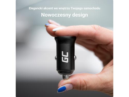 Green Cell GC CADM-GC-36AA - USB-Ladegeraet 36 W 2x USB-A schwarz Flashlight, GPS, Headphones, Mobile phone, Navigator, Other, Portable speaker, Power bank, Smartphone, Smartwatch, Tablet, Telephone, Universal Black Cigar lighter Fast charging Auto,