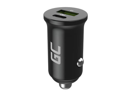Green Cell GC CADM-GC-38AC - USB-Ladegeraet 38 W 1x USB-C USB-A schwarz Flashlight, GPS, Headphones, Mobile phone, Navigator, Other, Portable speaker, Power bank, Smartphone, Smartwatch, Tablet, Universal Black Cigar lighter Fast charging Auto, Indoo