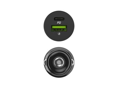 Green Cell GC CADM-GC-38AC - USB-Ladegeraet 38 W 1x USB-C USB-A schwarz Flashlight, GPS, Headphones, Mobile phone, Navigator, Other, Portable speaker, Power bank, Smartphone, Smartwatch, Tablet, Universal Black Cigar lighter Fast charging Auto, Indoo