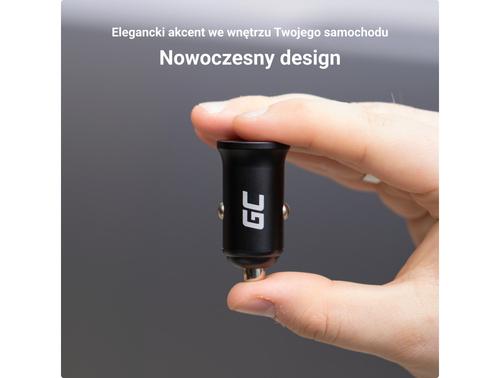 Green Cell GC CADM-GC-38AC - USB-Ladegeraet 38 W 1x USB-C USB-A schwarz Flashlight, GPS, Headphones, Mobile phone, Navigator, Other, Portable speaker, Power bank, Smartphone, Smartwatch, Tablet, Universal Black Cigar lighter Fast charging Auto, Indoo