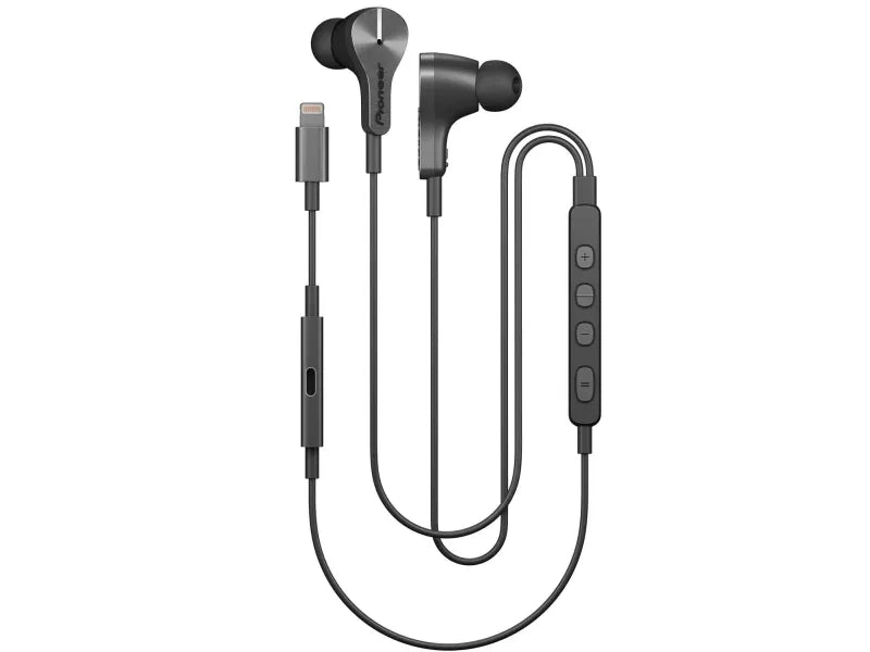 Pioneer Rayz Plus - Øreproptelefoner med mik. - i øret - kabling - aktiv støjfjerning - Lightning - grafit