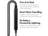 Pioneer Rayz Plus - Øreproptelefoner med mik. - i øret - kabling - aktiv støjfjerning - Lightning - grafit