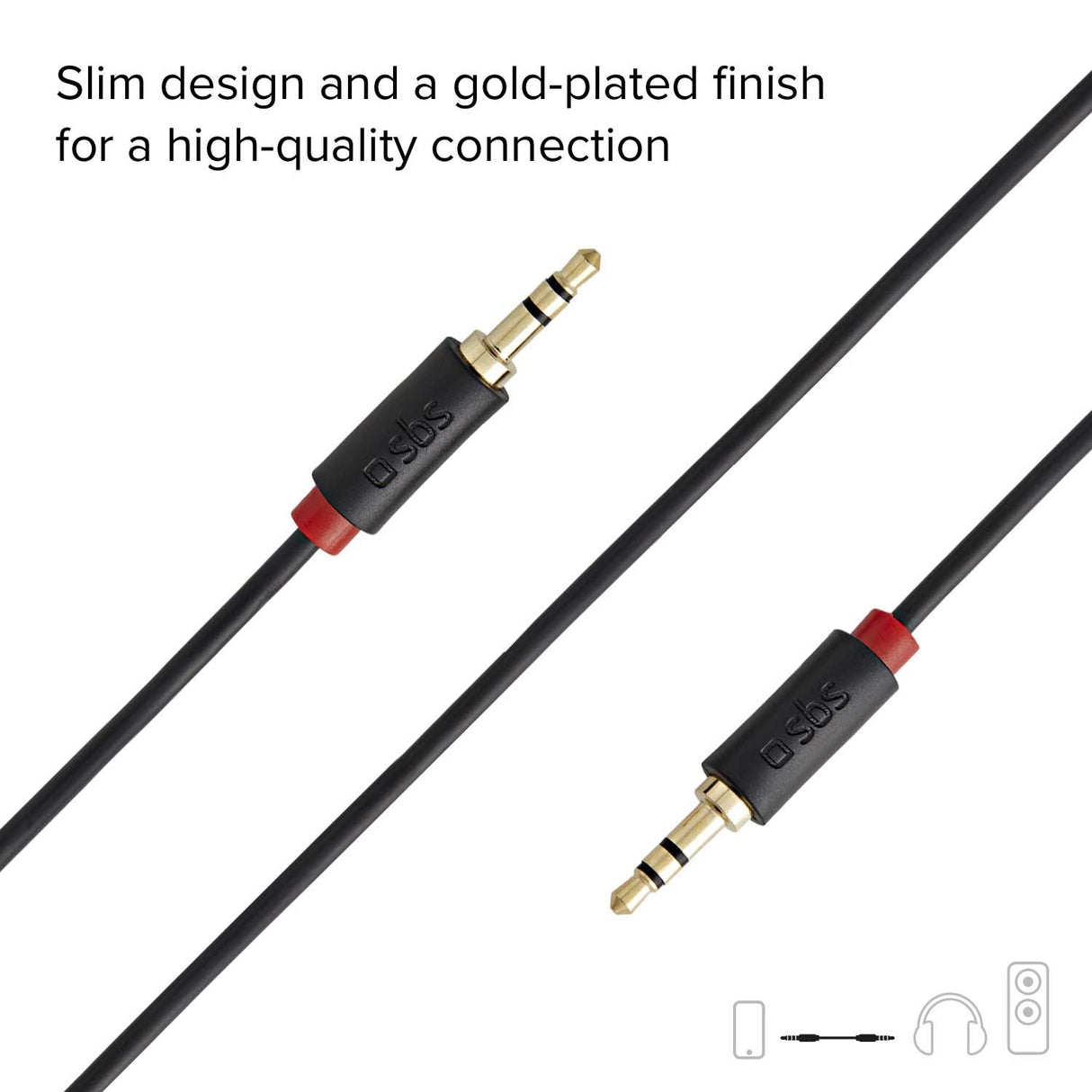 SBS mini jack kabel. 1,5m. Sort