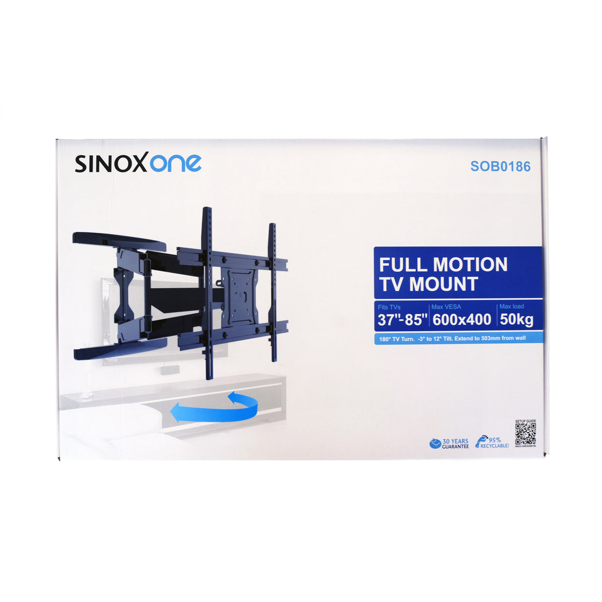 Sinox One TV vægbeslag. 37"-85". Sort