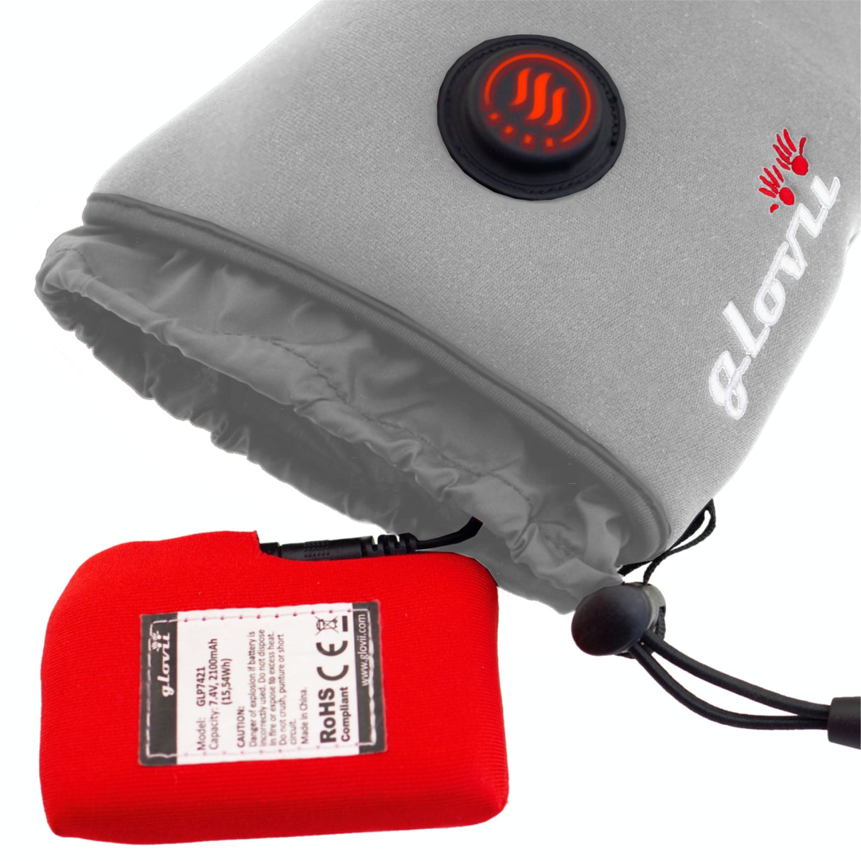 Glovii opvarmede universalhandsker XS. Grå