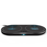SBS dobbelt trådløs 10W+10W Qi opladerplade. Sort
