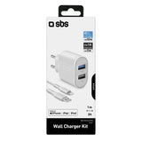 SBS 10W oplader. 1m MFI Lightning kabel. Hvid