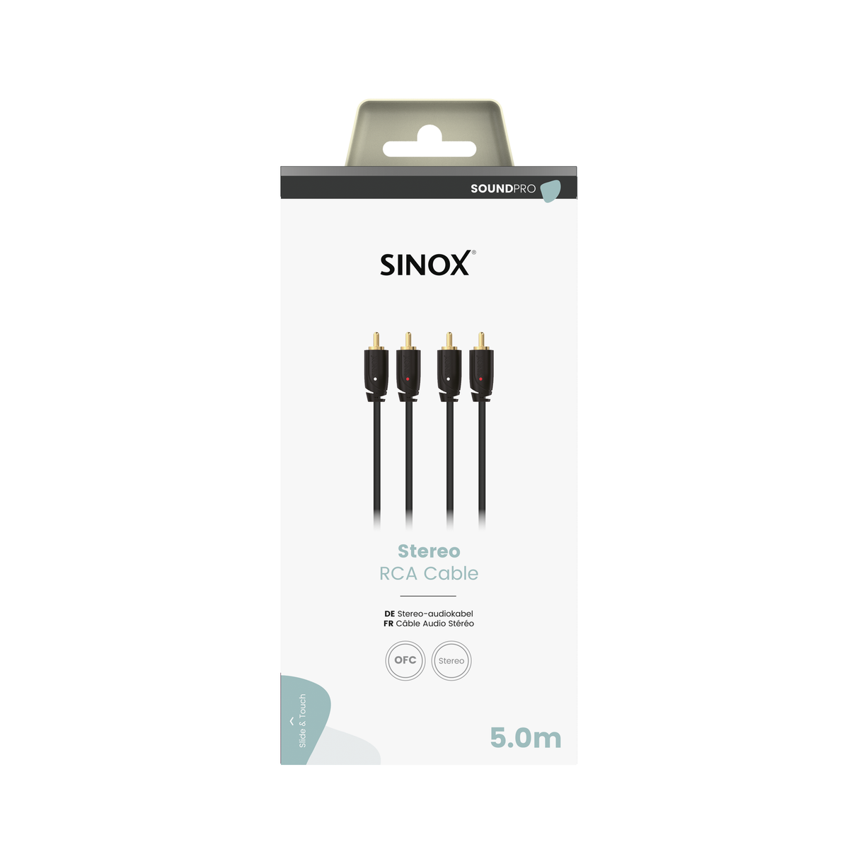 Sinox PRO Phono kabel. 5m. Sort