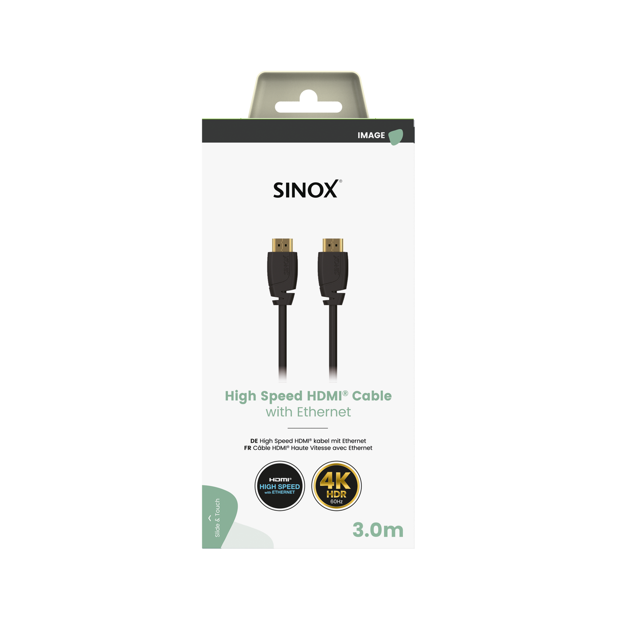 Sinox HDMI™ kabel 4K60Hz+E. 3m. Sort