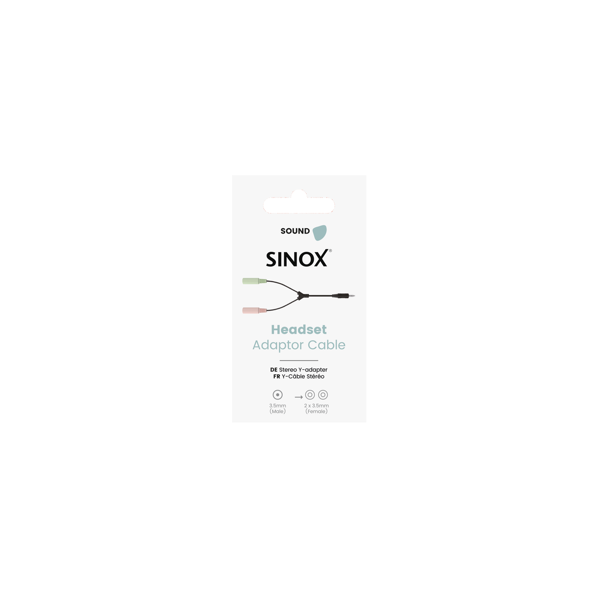 Sinox headset adapter. 0,2m. Sort
