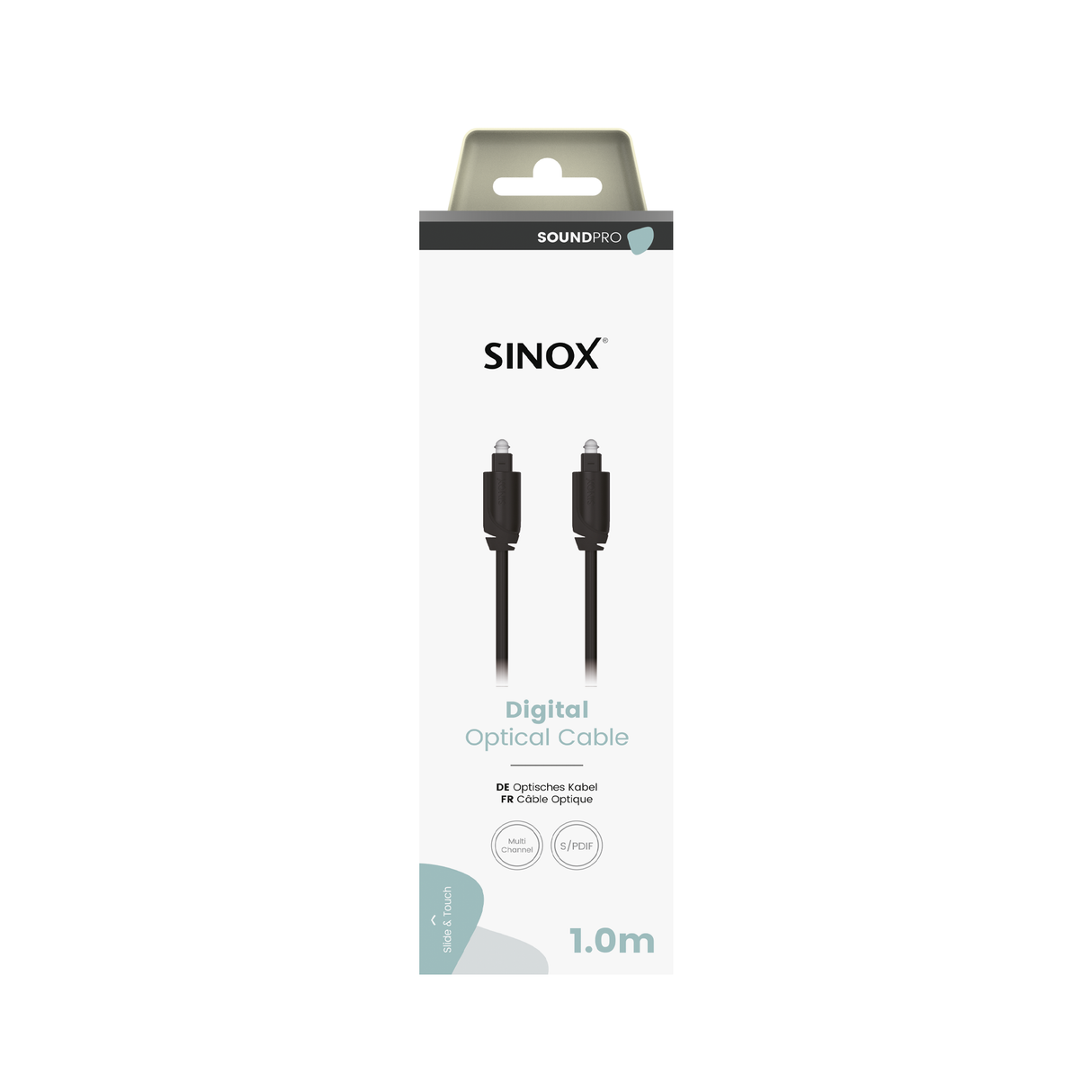 Sinox PRO optisk kabel. 1m. Sort