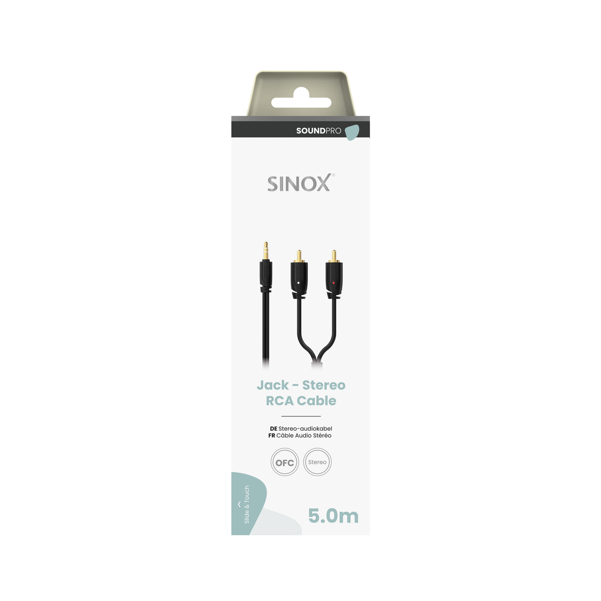 Sinox PRO 3,5mm mini jack til phono kabel. 5m. Sort