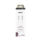 Sinox antennekabel m/Coax og F-stik. 2m. Hvid