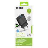 SBS 3100 mAh oplader. 2.1A + 1A. Sort