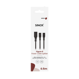 Sinox 8-tals splitter kabel. 0,5m. Sort