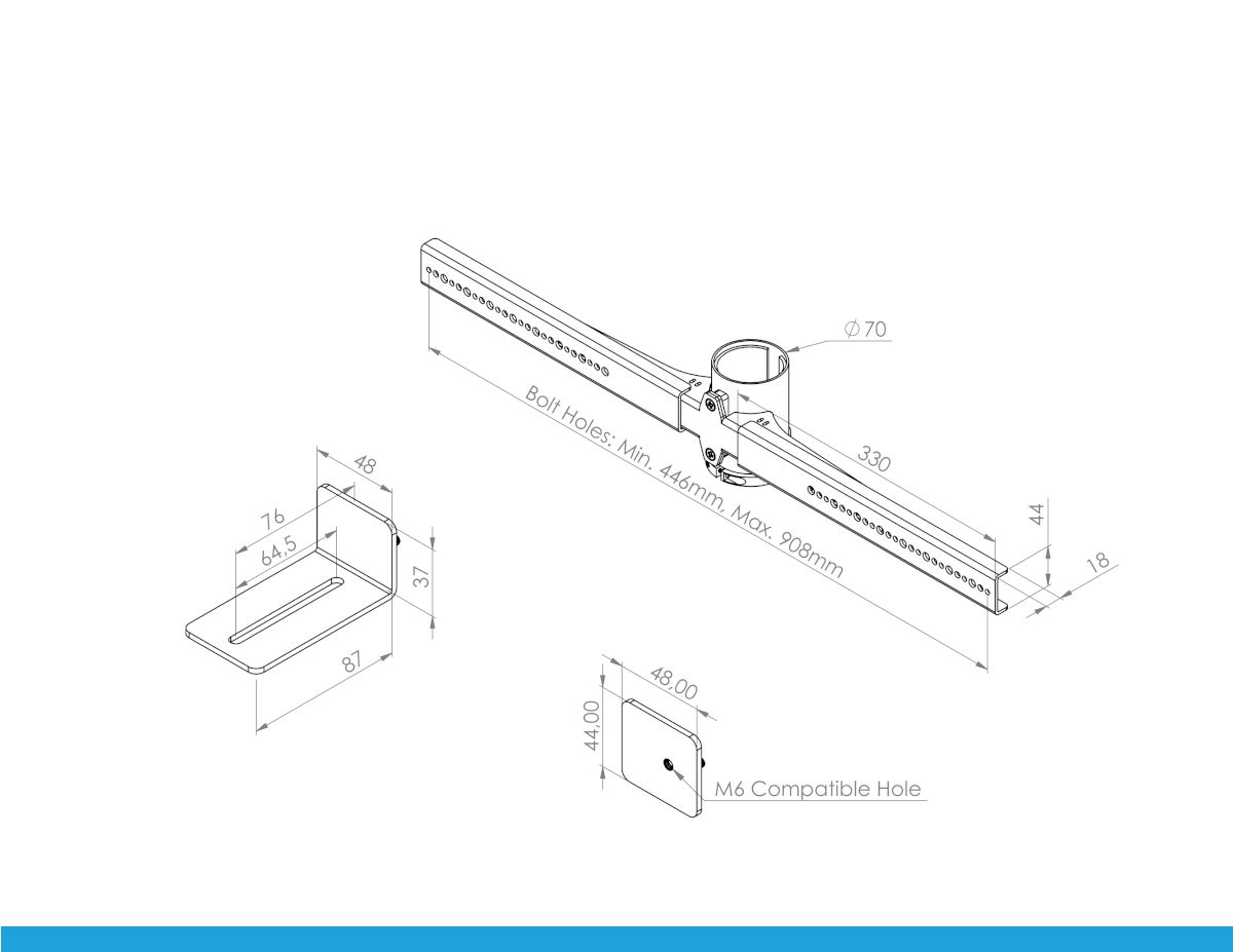 Cavus Universal Soundbar Holder. Sort