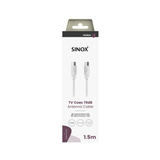 Sinox 70dB antennekabel. 1,5m. Hvid