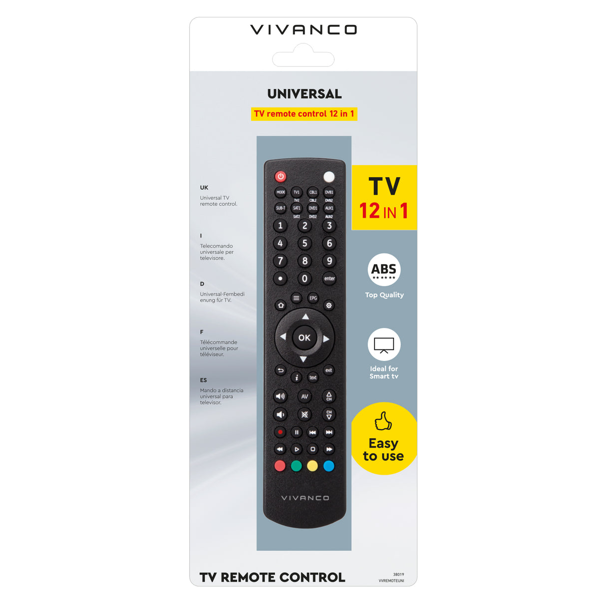 Vivanco 12-i-1 multi-brand universalfjernbetjening