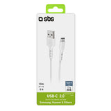 SBS data- og opladningskabel USB 2.0 - USB C. 1,5m. Hvid