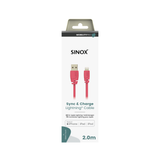 Sinox PRO Lightning kabel m/original Apple™ chip. 2m. Pink