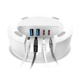 SBS Opladningsstation med 2 USB-A-porte, 2 USB-C-porte og trådløs oplader. Hvid